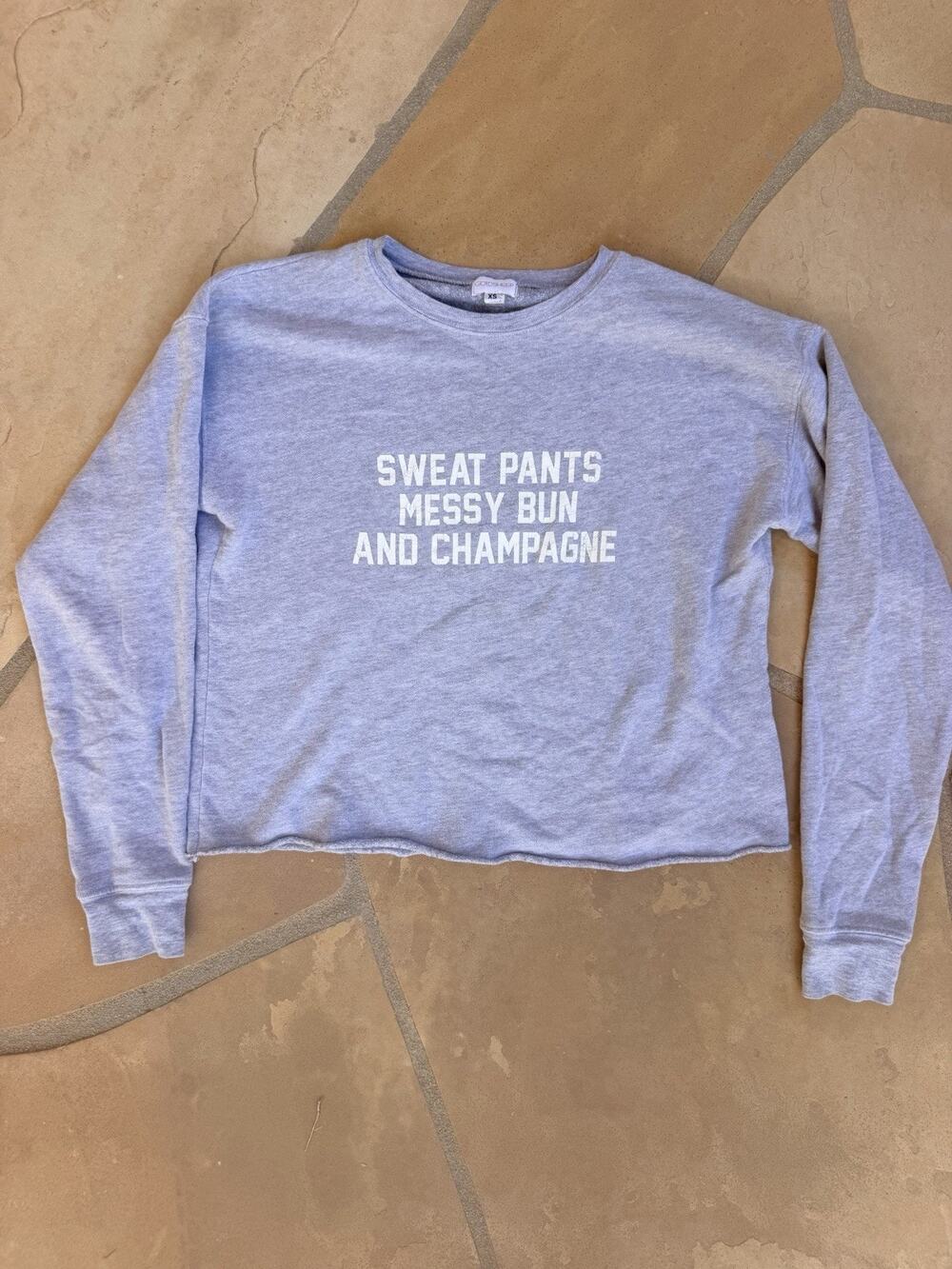 Goldsheep Grey Pullover Cropped Hoodie Size XS Champagne Logo